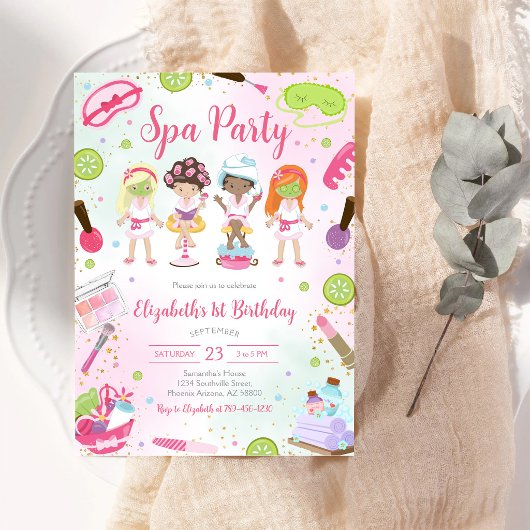 Invitation d'anniversaire Spa Party Glitz et Glam