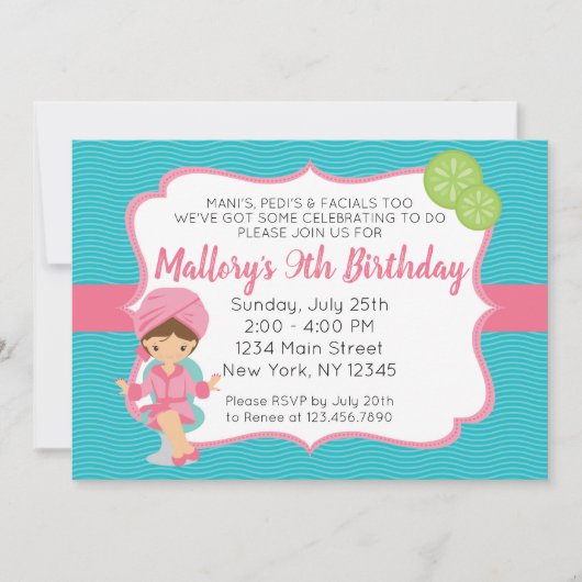 Invitation d'anniversaire Spa rose (Devant)