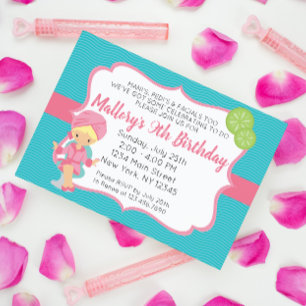 Invitation d'anniversaire Spa rose, blonde