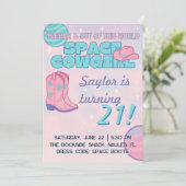 Invitation d'anniversaire Space Cowgirl | Pastel C (Debout devant)