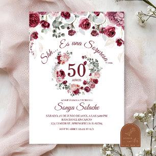 Invitation d'anniversaire Spanish Blush et Burgund