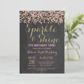 Invitation d'anniversaire Sparkle and Shine Pink G (Debout devant)