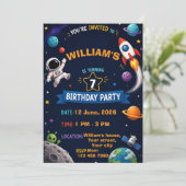 Invitation d'anniversaire spatial pour enfants | P (Debout devant)