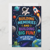 Invitation d'anniversaire spatial pour enfants | P (Dos)
