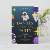 Invitation d'anniversaire spatiale pour enfants, (Debout devant)