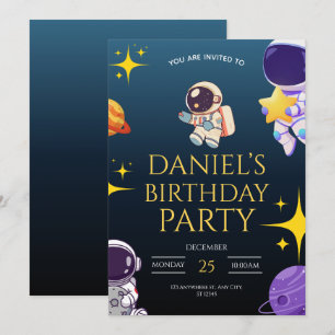 Invitation d'anniversaire spatiale pour enfants,