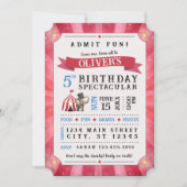 Invitation d'anniversaire spectacle de cirque (Rou (Devant)