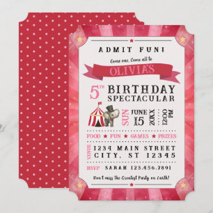 Invitation d'anniversaire spectaculaire de cirque 