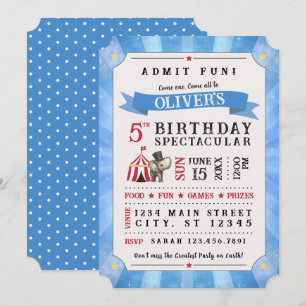 Invitation d'anniversaire spectaculaire de cirque 