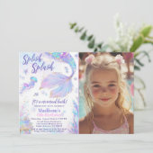 Invitation d'anniversaire Splash Bash Sirène (Debout devant)