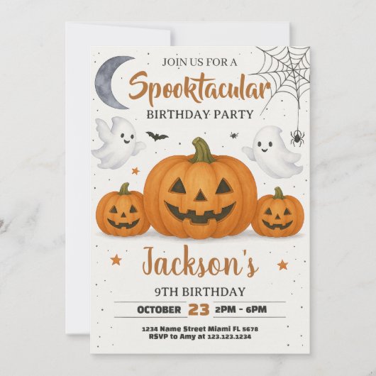 Invitation d'anniversaire Spooktacular (Devant)