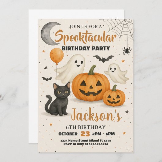 Invitation d'anniversaire Spooktacular Halloween (Devant / Derrière)