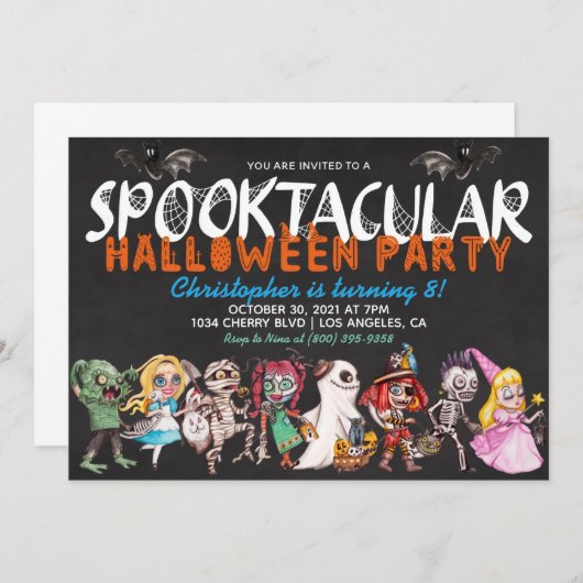 Invitation d'anniversaire Spooktacular Halloween (Devant / Derrière)