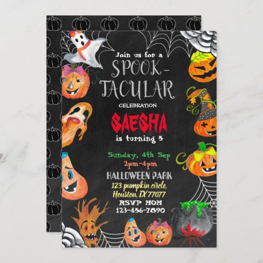 Invitation d'anniversaire Spooktacular Halloween 2 (Devant / Derrière)