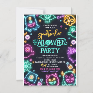 Invitation d'anniversaire Spooktacular Neon Hallow
