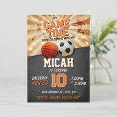 Invitation d'anniversaire sport basket-ball de foo (Debout devant)
