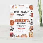 Invitation D'Anniversaire Sportif, Basketball Foot (Devant)