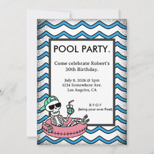 Invitation d'anniversaire squelette flottant à la
