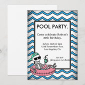 Invitation d'anniversaire squelette flottant à la  (Devant / Derrière)