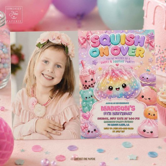 Invitation d'anniversaire Squishies Dumpling Paill