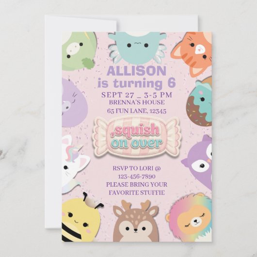 Invitation d'anniversaire Squishmallow (Devant)
