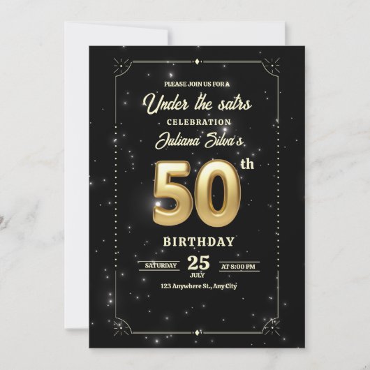 Invitation d'anniversaire Starry Night, 50e annive (Devant)