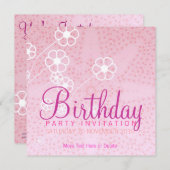 Invitation d'anniversaire Starry Pink (Devant / Derrière)