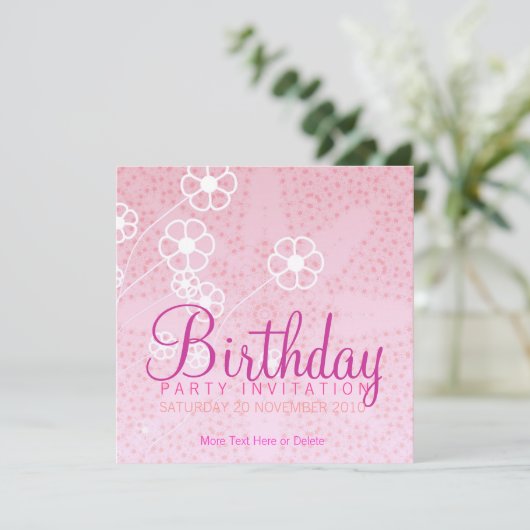 Invitation d'anniversaire Starry Pink (Debout devant)