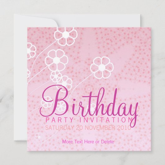 Invitation d'anniversaire Starry Pink (Devant)