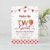 Invitation d'anniversaire Strawberry Two Sweet (Debout devant)