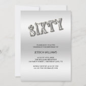 Invitation d'anniversaire stylé "Sixty" en argent (Devant)