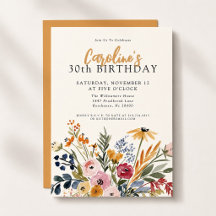 Invitation d'anniversaire stylée à l'aquarelle flo