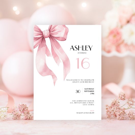 Invitation d'anniversaire sucré 16 ans avec un rub
