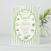 Invitation d'anniversaire sucrée au matcha vert (Debout devant)