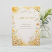 Invitation d'anniversaire Sunshine | Boho Chic Sun (Debout devant)