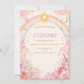 Invitation d'anniversaire Sunshine | Boho pastel r (Devant)