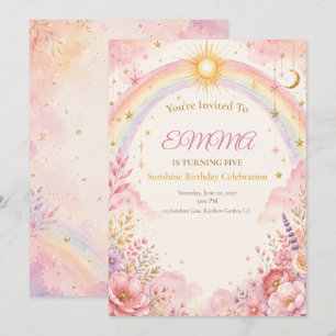Invitation d'anniversaire Sunshine Boho pastel r