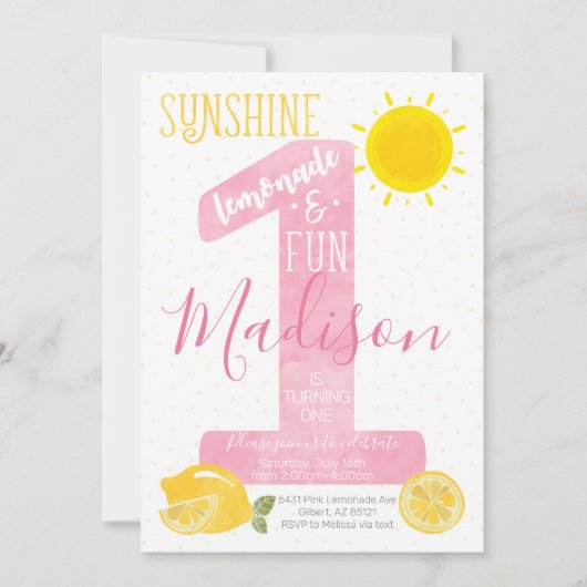 Invitation d'anniversaire Sunshine Lemonade (Devant)