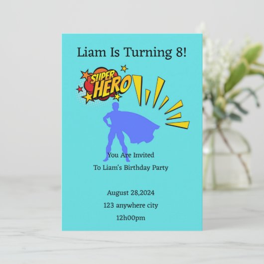 invitation d'anniversaire super-héros pour les gar (Debout devant)
