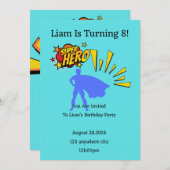 invitation d'anniversaire super-héros pour les gar (Devant / Derrière)