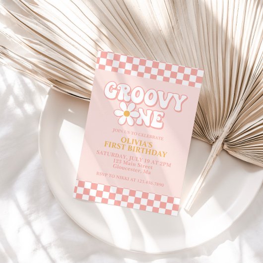 Invitation d'anniversaire super One Retro Girl