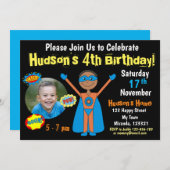 Invitation d'anniversaire Superhero (Devant / Derrière)