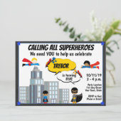 Invitation d'anniversaire Superhero (Debout devant)