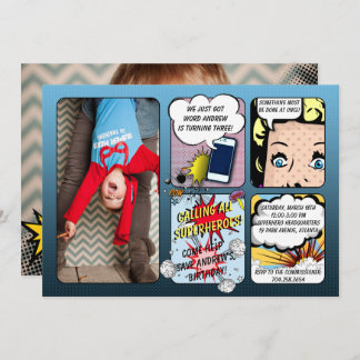 Invitation d'anniversaire Superhero