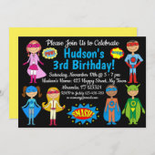 Invitation d'anniversaire Superhero (Devant / Derrière)