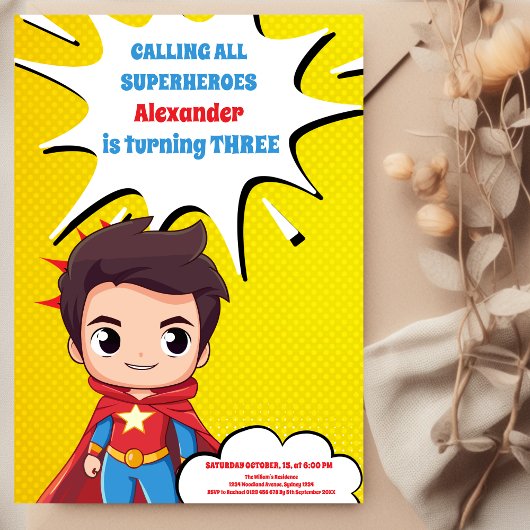 Invitation d'anniversaire Superhero