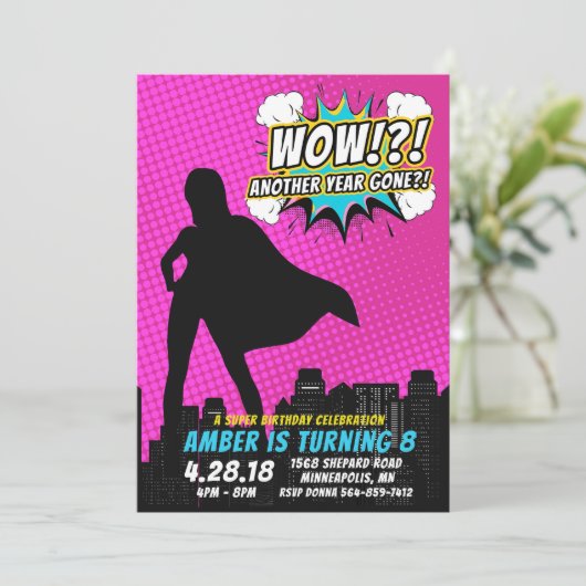 Invitation d'anniversaire Superhero (Debout devant)