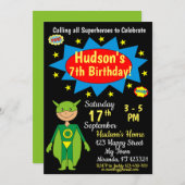 Invitation d'anniversaire Superhero (Devant / Derrière)