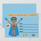 Invitation d'anniversaire Superhero remplir vide (Devant / Derrière)