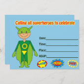 Invitation d'anniversaire Superhero remplir vide (Devant / Derrière)